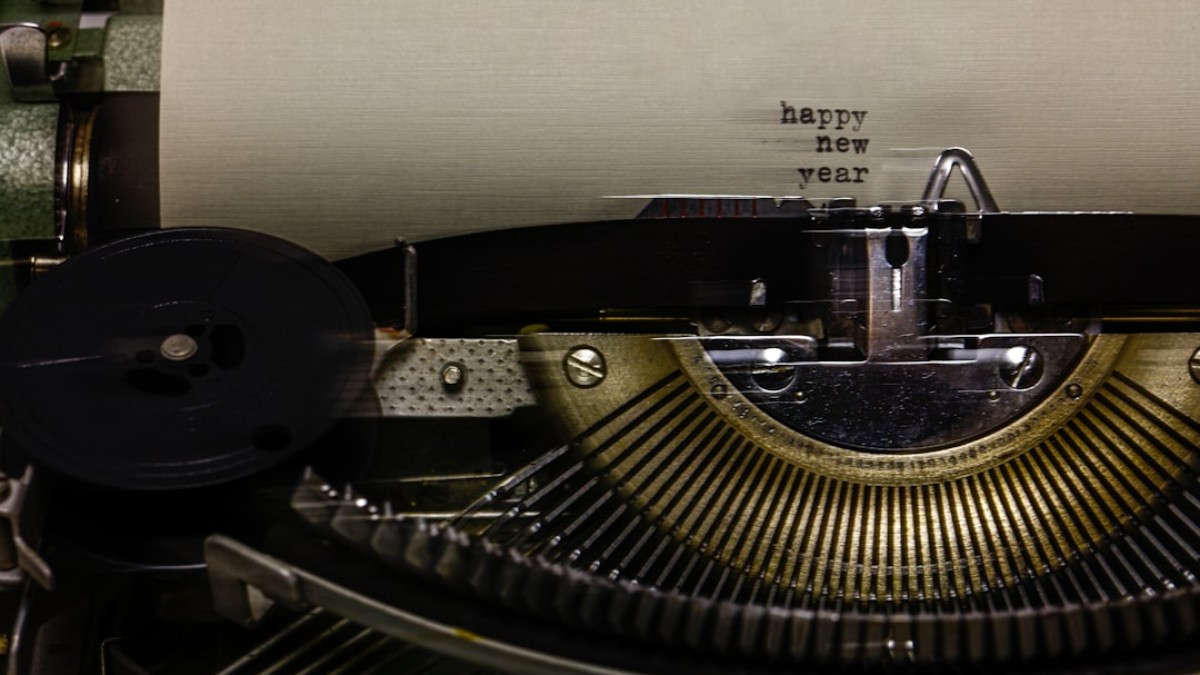 black typewriter on white table