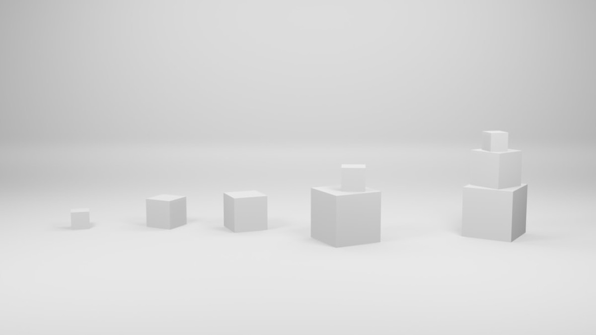 a group of cubes in a line