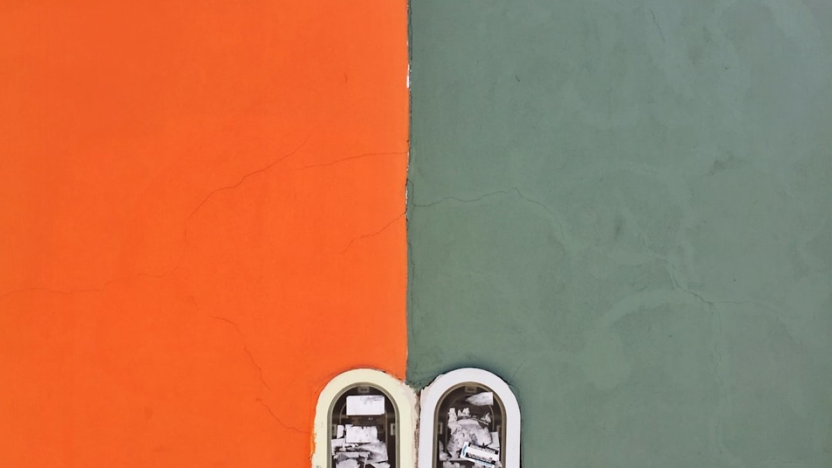 top view photography of orange and gray painted wall